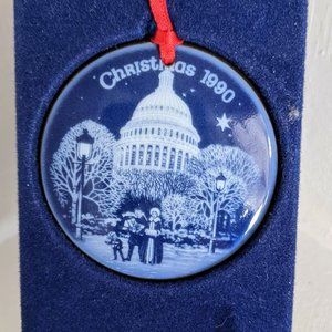 Porcelain Ornament Blue The Capital 1990 Bing Grondahl Denmark with box